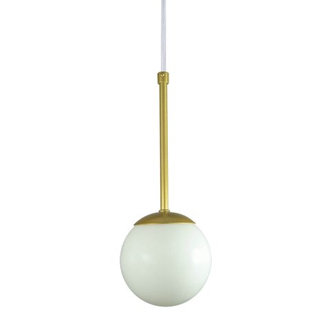 Pendente Globo Esfera de Vidro 12cm - Ouro - Vidro Branco - 2527-14-br