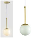 Ver imagem 3 de Pendente Globo Esfera de Vidro 12cm - Ouro - Vidro Branco - 2527-14-br