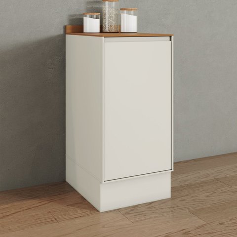 Balcão 01 Porta 40cm 100% MDF com Tampo Fineze Bege Areia/Cinamomo