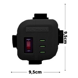 Filtro De Linha Torre Qualitronix 3 Usb 4 Tomadas Cabo Eletrico Preto - 2
