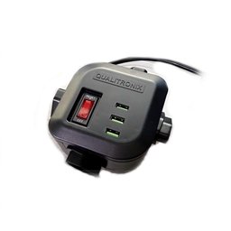 Filtro De Linha Torre Qualitronix 3 Usb 4 Tomadas Cabo Eletrico Preto - 1