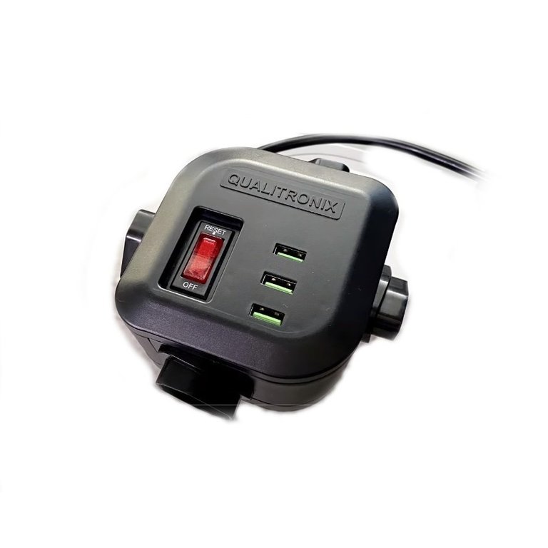 Filtro De Linha Torre Qualitronix 3 Usb 4 Tomadas Cabo Eletrico Preto