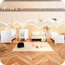 Ver imagem 4 de Quarto de Bebê Berço Evolution + Guarda Roupa 4P + Cômoda 4g Elfe Branco 02 Colchões