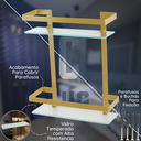 Ver imagem 4 de Suporte P/ Shampoo Porta Shampoo Reto Dourado Prateleira Duo Único