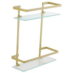 Suporte P/ Shampoo Porta Shampoo Reto Dourado Prateleira Duo Único - 3