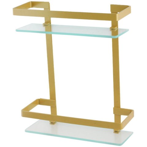 Suporte P/ Shampoo Porta Shampoo Reto Dourado Prateleira Duo Único