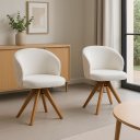Ver imagem 2 de Kit com 2 Poltronas Giratórias Dior Bouclé Matelassê e Madeira Castanho – Exclusiva Bouclé Branco 30