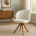 Ver imagem 6 de Kit com 2 Poltronas Giratórias Dior Bouclé Matelassê e Madeira Castanho – Exclusiva Bouclé Branco 30