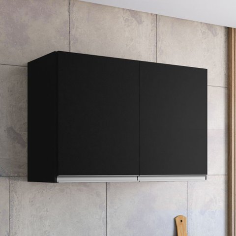 Armário Aéreo Cozinha Andréia 80cm 2 Portas Multiuso Mdp Funcional Preto - Desk Design