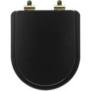 Ver imagem 1 de Tampa de Vaso Poliéster com Amortecedor Duna Preto Fosco para Bacia Deca com Ferragem Dourada