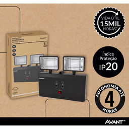 Luminária Bloco Autônomo Luz de Emergência 12w 1200 Lúmens Bivolt Avant Preto - 3