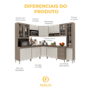 Ver imagem 7 de Armário de Cozinha Modulada Completa Fidelitá Paris 8 Peças 445cm 18 Portas 3 Gavetas com Tampo