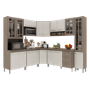 Ver imagem 2 de Armário de Cozinha Modulada Completa Fidelitá Paris 8 Peças 445cm 18 Portas 3 Gavetas com Tampo