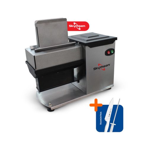 Amaciador de Carne Açougue Profissional Inox Modelo AB 127V Skymsen + Faca 10 Pol + Chaira 10 Pol