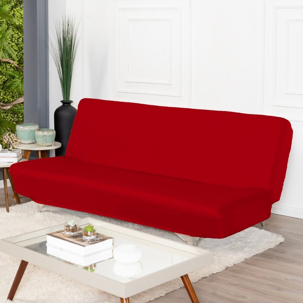 Capa para Sofá sem Braço Modelo Sofá Cama Fundas de Futon Lisa de Malha Gel Premium 2 Lugares de 1,2