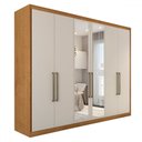 Ver imagem 3 de Guarda-roupa Casal Guarujá 6 Portas 6 Gavetas com Espelho 100% Mdf Peroba/off White - Panorama Móvei