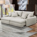 Ver imagem 2 de Sofá Cama Retrátil 3 Lugares para Sala de Estar 190cm Asher T03 Veludo Bege - Lyam Decor