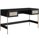 Ver imagem 1 de Mesa Escrivaninha Home Office 2 Gavetas Industrial Indy A03 Nero Dourado - Lyam Decor
