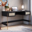Ver imagem 2 de Mesa Escrivaninha Home Office 2 Gavetas Industrial Indy A03 Nero Dourado - Lyam Decor