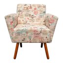 Ver imagem 4 de Poltrona Dora Estampado Retrô Rosa D61 Pés Palito Castanho