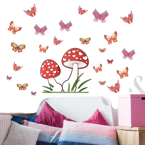 Adesivo Decoração Quarto Menina Jardim Borboletas Coloridas