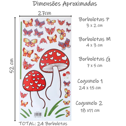 Adesivo Decoração Quarto Menina Jardim Borboletas Coloridas - 3