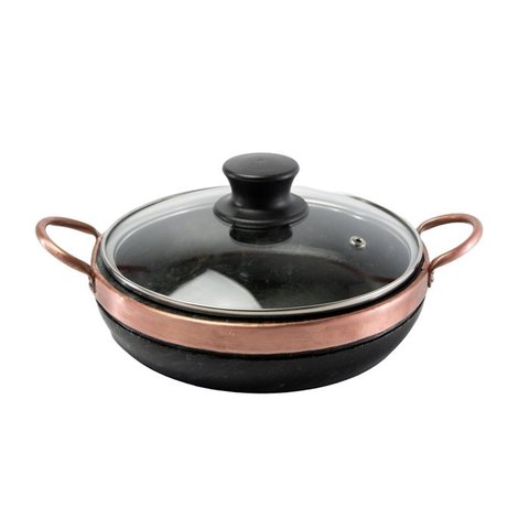 Frigideira de Pedra Sabão 26 Cm com Tampa de Vidro São José