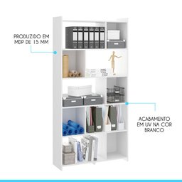 Estante Multiuso com Nichos 91x183cm Mdp Branco 0724 Menu Móveis - 4 Estante Multiuso com Nichos 91x183cm Mdp Branco 0724 Menu Móveis - 4