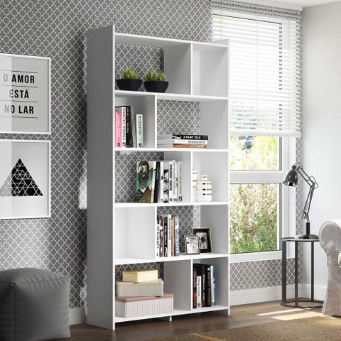 Estante Multiuso com Nichos 91x183cm Mdp Branco 0724 Menu Móveis