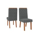 Ver imagem 3 de Conjunto com 4 Cadeiras Estofadas para Mesa de Jantar Sara MDF Freijó Linho Granito DJ Móveis