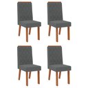 Ver imagem 1 de Conjunto com 4 Cadeiras Estofadas para Mesa de Jantar Sara MDF Freijó Linho Granito DJ Móveis