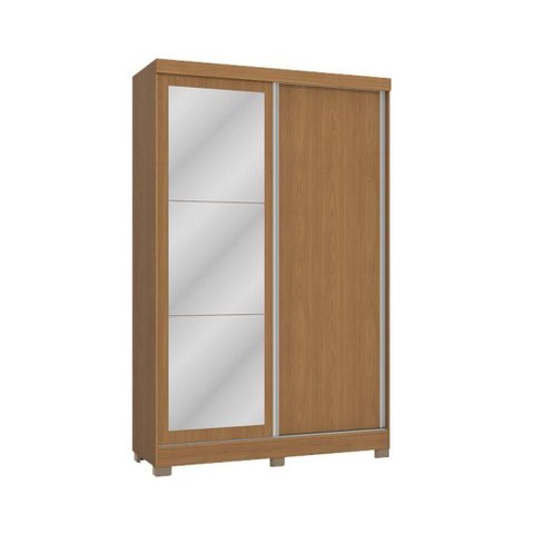 Guarda Roupa Solteiro 2 Portas de Correr (1 C/ Espelho) e 2 Gavetas C/ Pés Cb01n571 Flex Canela/