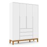 Berço Americano Unique e Guarda Roupa 4 Portas Nature Clean Branco Soft Eco Wood com Colchão Gazin - 2