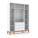Ver imagem 6 de Berço Americano Unique e Guarda Roupa 4 Portas Nature Clean Branco Soft Eco Wood com Colchão Gazin
