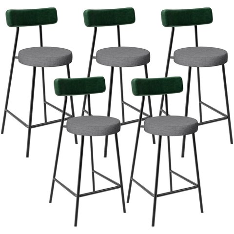 Kit 05 Banquetas Baixa Cozinha e Sala Jantar Bancada Milão L02 Facto Verde Cinza Escuro - lyam decor