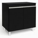 Ver imagem 1 de Balcão Gabinete Cozinha Lux 79cm 100% Mdf 02 Portas com Tampo Preto - Desk Design