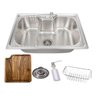Kit Cuba Gourmet Cozinha Aço Inox 50x40cm e Tábua de Corte - 2
