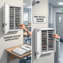 Ver imagem 5 de Armário Porta Celular 28 Vãos Organizador Escola Academia Guarda Nichos KA01 Kzkzen Branco