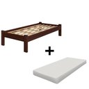 Ver imagem 2 de Cama Solteiro Turca com Colchão em Madeira Maciça Castanho