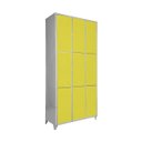 Ver imagem 1 de Armário Roupeiro de Aço Vestiário Academia 9 Portas Amarelo com Chave