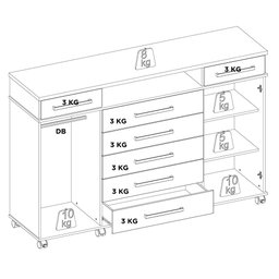 Comoda 7 Gavetas London Demóbile - 6