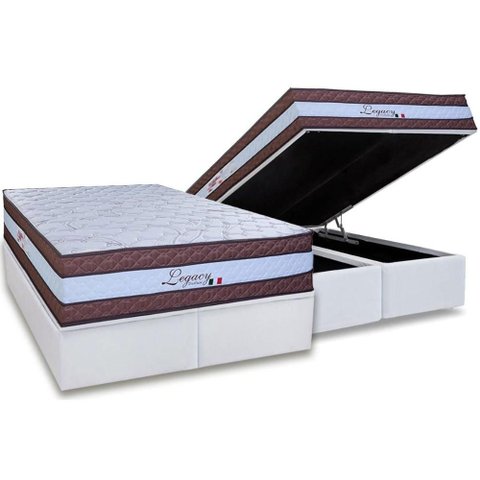 Cama Box Baú King: Colchão Molas Masterpocket Ensacadas Paropas Legacy White + Base Crc Linhão