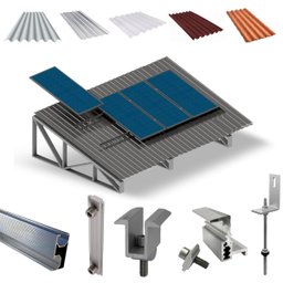 Kit Estrutura Fixador Linha C 1,20m para 4 Placas Solar Alumínio Inox Telha Fibro Ondulada Viga Metá - 1