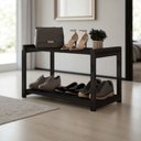 Ver imagem 3 de Sapateira Multiuso Atenas Pequena de Metal 2 Prateleiras Mdf:preto-preto