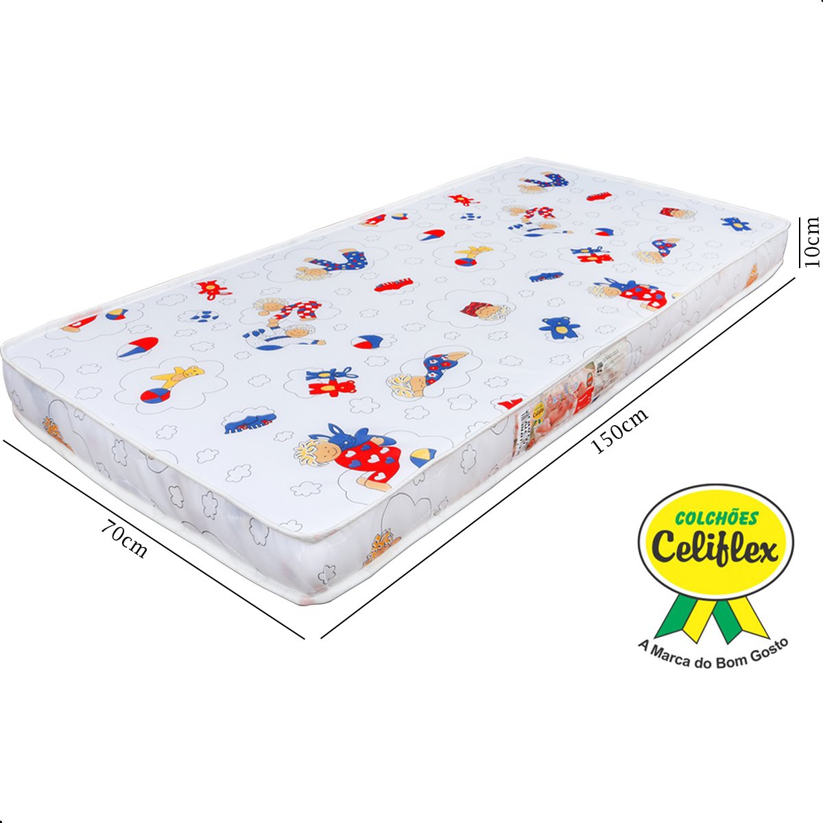 Colchão de Cama Infantil Baby Luxo Espuma D20 Estampado 70x150cm - 6