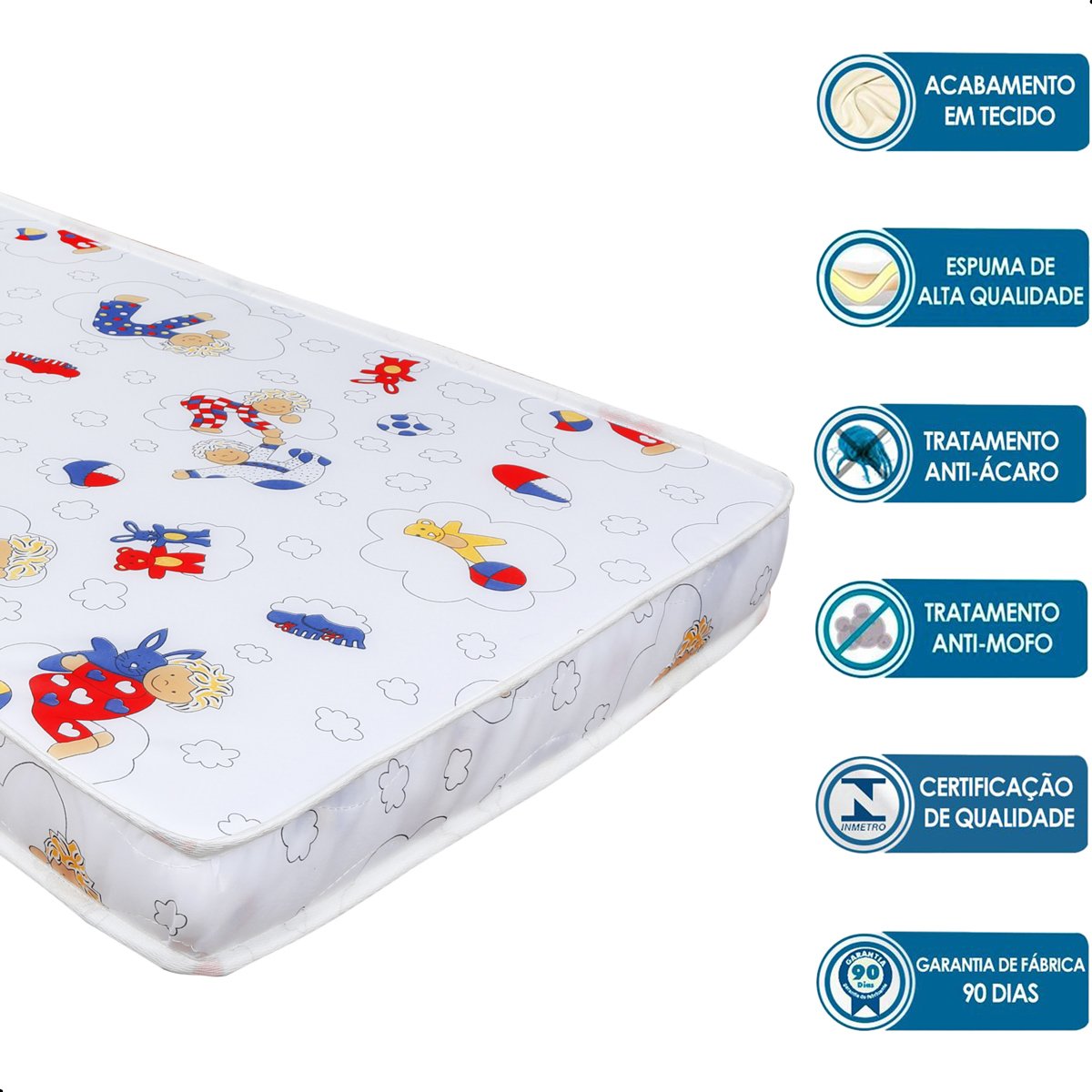 Colchão de Cama Infantil Baby Luxo Espuma D20 Estampado 70x150cm - 5