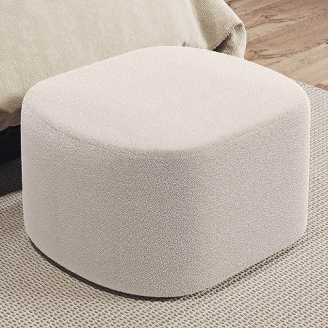 Puff Decorativo Orgânico para Living Quarto 70cm Doha W01 Bouclê Creme - Lyam Decor