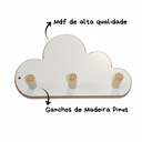 Ver imagem 4 de Cabideiro Infantil Nuvem Branco para Quarto de Bebê