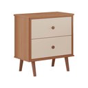 Ver imagem 1 de Mesa de Cabeceira Monza 2 Gavetas em Mdf com Pés Tuboarte Freijo com Off White