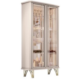 Kit Aparador Buffet Bar Living Santiago Cristaleira Adega Síria e Espelho Ibiza B01 Off White - Lyam - 5